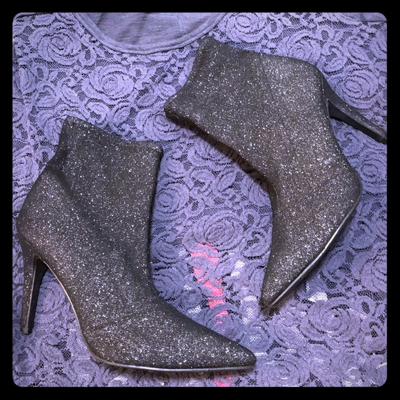 Like New Charcoal Gray Sparkly Stilleto Booties/10 - Picture 1 of 2
